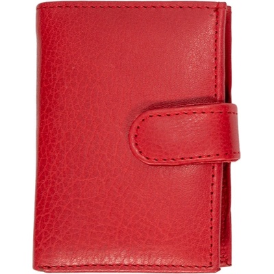 HL kožená dámska malá peňaženka na karty s RFID ochranou a vysúvacím patentom na karty červená