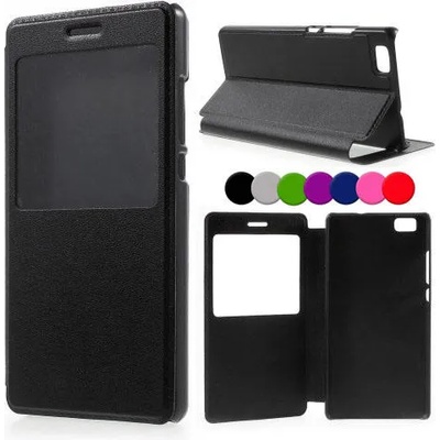 Huawei Ascend P8 Lite Window Wallet Кожен Калъф и Протектор
