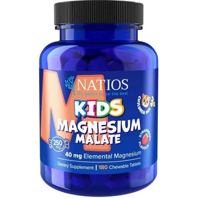 NatiosKids Magnesium Malate 250 mg jahoda 180 cmúľacích tabliet