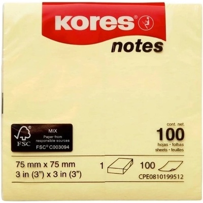 KORES samolepicí bločky žluté, 75x75/ 100 lístků v bločku – Zbozi.Blesk.cz