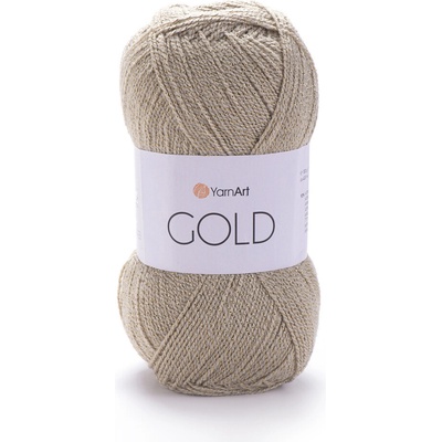 Yarn Art příze Gold 9048 světle hnědá se zlatou nitkou