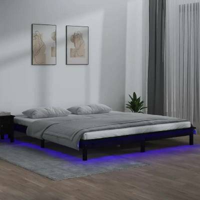 Petrashop 820645 Rám postele s LED černý / masivní dřevo