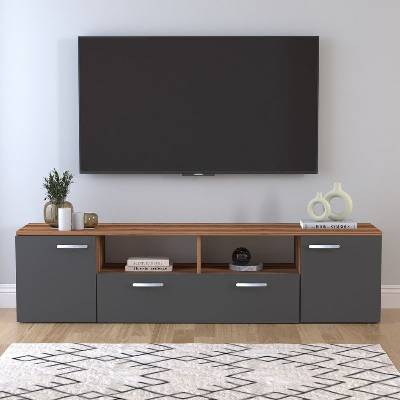 TopMebel Мебели за телевизор от меламин Girit в цвят орех - антрацит 181.3x41x46.2см