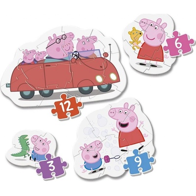 CLEMENTONI Moje první : Prasátko Peppa 4v1 3,6,9,12 dílků