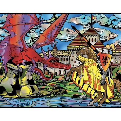 Omaľovánky Colorvelvet Zamatový obrázok Drak a rytier