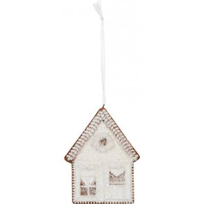 Závěsná dekorace zasněžená perníková chaloupka Frosted Ginger - 8*1*10 cm - Clayre & Eef