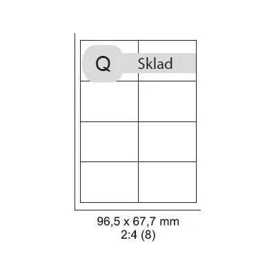 Print etikety 96,5x67,7 mm, biele, 8ks/A4, 100ks/A4