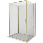Mexen Exo-3S 3-стенна душ кабина с отваряне 125 x 110 см, прозрачно, златно (819-125-110-50-00-3S)