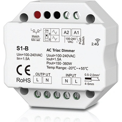 ELMARK S1-b 1 КАНАЛЕН ac ТРИАК rf ДИМЕР ЗА КОНЗОЛНА КУТИЯ (195122)