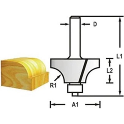 Makita D-48533 - Fréza do dřeva zaoblovací s ložiskem stopka 8 mm,28,6x14,5x56 mm