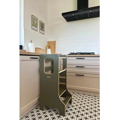 BabyWood Učiaca veža Kitchen Helper SLIM M olive