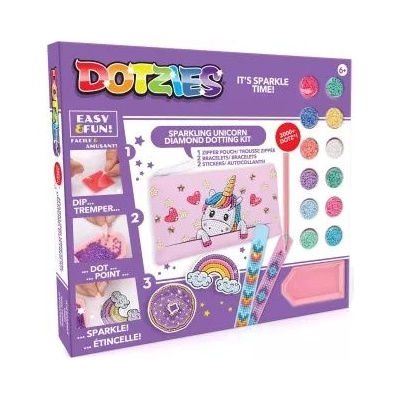 Diamond Dotz Diamond Dotz: комплект за занимания с блестящ еднорог на Dotzies