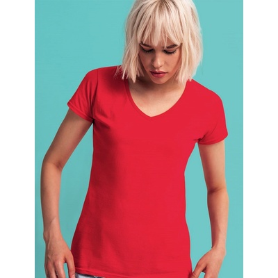 Iconic Vneck Fruit of the Loom Women's Red T-shirt