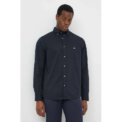 Gant Памучна риза Gant мъжка в черно със стандартна кройка с яка с копче (3000100)