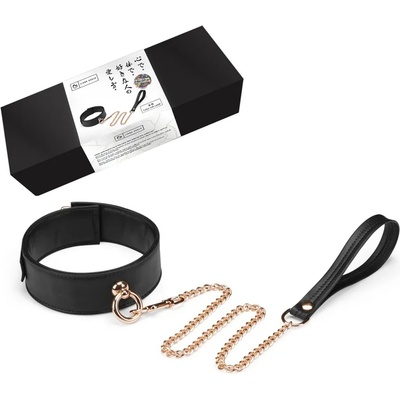 Яка с каишка, изкуствена кожа - Organosilicon Collar Leash Black (LIEBESE025)