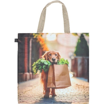 Esschert Design Taška nákupní, pejsek na nákupu, hnědá/zelená, 40x15x41 cm