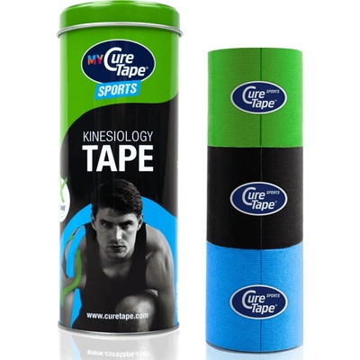 CureTape Kineziologické tejpy MyCureTape Sports lime/černá/modrá 5 cm x 2,5 m