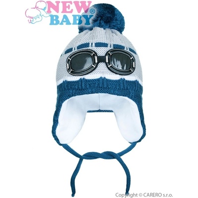 New Baby zimná detská čiapočka okuliarky sivá