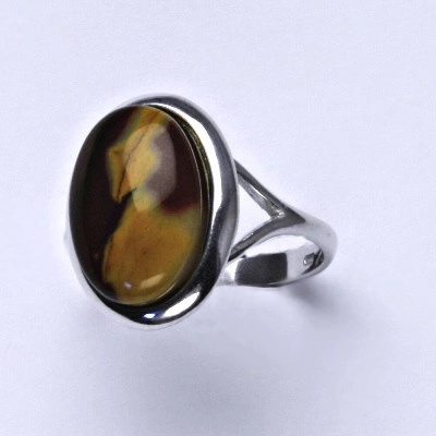 Čištín Stříbrný prsten přírodní kámen jaspis tmavý T 1454 m