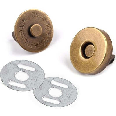 Magnetické zapínání Ø14 mm staromosaz - 5 sad