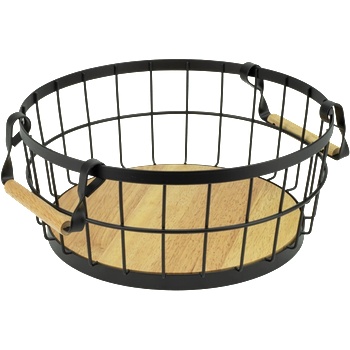 Horecano HOME-Метален панер с дръжки ЧЕРЕН МАТ Ø30.7x28.2xh12.3cm (WK810271) (0185150)