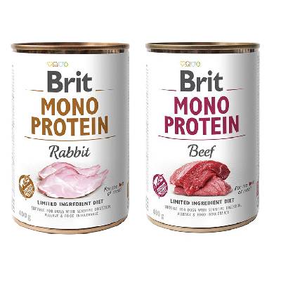 BRIT MONO PROTEIN RABBIT 6x400g + BRIT MONO PROTEIN BEEF 6x400g