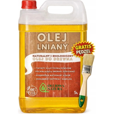 Lněný olej – impregnace na dřevo 5L, přírodní a ekologická + štětec – Zbozi.Blesk.cz