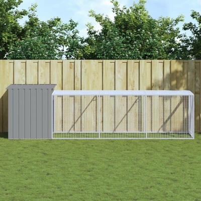 vidaXL Kurník s výběhem světle šedý 110 × 405 × 110 cm pozinkovaná ocel 9799.3189094