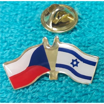 Odznak (pins) vlajka Česká republika+Izrael - farebný