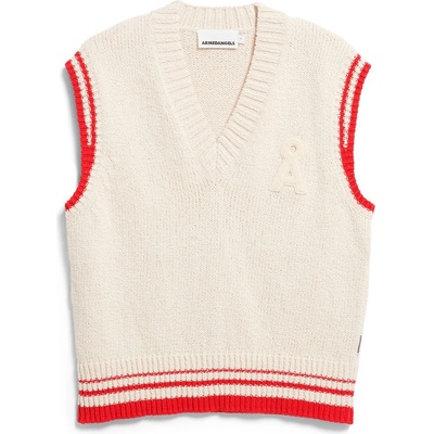 ARMEDANGELS Дамски пуловер ARMEDANGELS Women's Iconic Å College Knit Vest Jumper - Oatmilk / Mars Red - размер XXL (117-3692-0116)