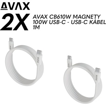 AVAX cb610w - 2x 100w магнитно usb-c бързо зарядно кабелно пакет 2 x avax cb610w (2 x avax cb610w)