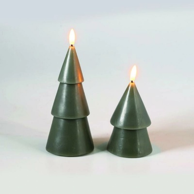 ACA Lighting Vánoční dekorace 2 voskové LED svíčky ve tvaru stromečku teplá bílá na baterie 2xAAA IP20 7,8x15,5cm 8,2x21cm X0721191