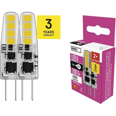 Emos LED žiarovka Classic JC / G4 / 1,9 W 21 W / 200 lm / neutrálna biela 2ks