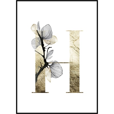 Jen tak z lásky Plakát První písmeno jména - zlatá Rozměr plakátu: 30 x 40 cm, Materiál plakátu: 200 g papír, Pozadí: Bílá, Písmeno: H