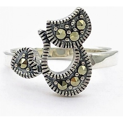 Zlato-Minerály Stříbrný prsten markazit kočka ST05695sd54