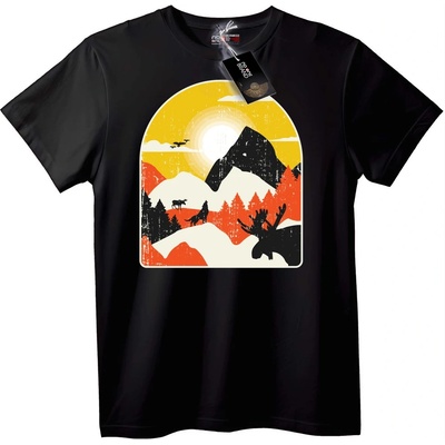 NOONEBRAND Тениска Планинско Приключение при Залез - 7XL, White