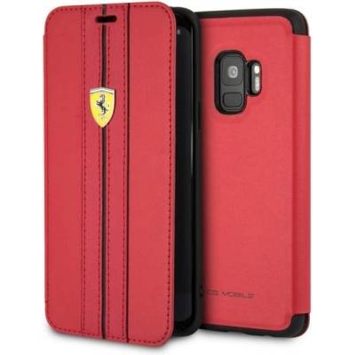 Ferrari Луксозен кожен кейс-тефтерче Ferrari за Samsung Galaxy S9, Черен (FESURFLBKTS9REB)
