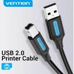 Vention КАБЕЛ USB-A 2.0/M - USB-B/M, 0, 5 м, (PVC, черен, кабел за принтер, кабел за принтер), Vention