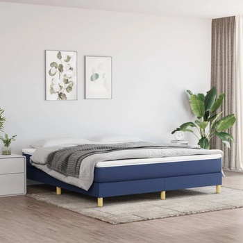 vidaXL Боксспринг легло с матрак, синьо, 160x200 см, плат (3144189)
