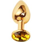 Sensual Метално дилдо Butt Plug "GOLD CRYSTAL YELLOW" 9 см. Размер - L