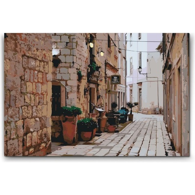 Vymalujsisam.sk Maľovanie podľa čísiel Výhľad do ulice Chorvátsko 40 x 60 cm Bez rámu iba zrolované plátno
