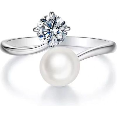 Grace Silver Stříbrný perlový prsten MOISSANITE CERTIFIKÁT P MSR083