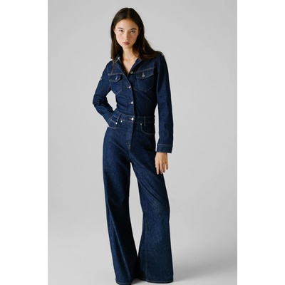 Red Bull Racing X Pepe Jeans Dámské šaty PITSIDE FLARE JUMPSUIT denim
