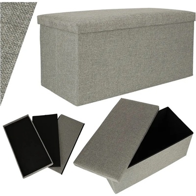 KIK KX4619 Skládací puf s úložným prostorem šedý 76 x 38 x 38 cm