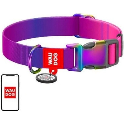 Waudog gradient nylon dog collar with QR code