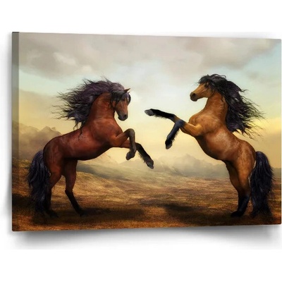 Sablio Obraz Vzpínající se koně - 110x110 cm Varianta: Sablio Obraz Vzpínající se koně - 120x80 cm