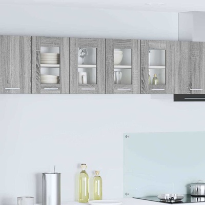 vidaXL Висящ шкаф 2 pcs Сив Сонома 60 x 31 x 40 см Инженерно дърво (884221)