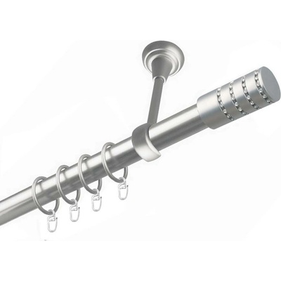 OK-GarnýžeCZ Garnýž kovová jednořadá 25mm Cylinder crystal satina 340 cm do stropu / kroužky s háčkem