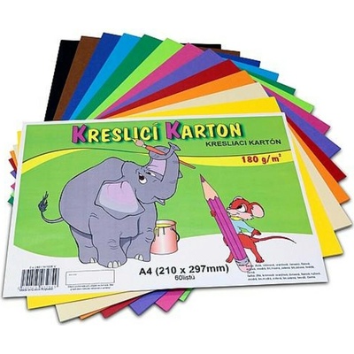 Kreslící karton A4/60ks/180g mix 12barev