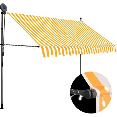 vidaXL Ručně zatahovací markýza s LED světlem 300 cm bílooranžová